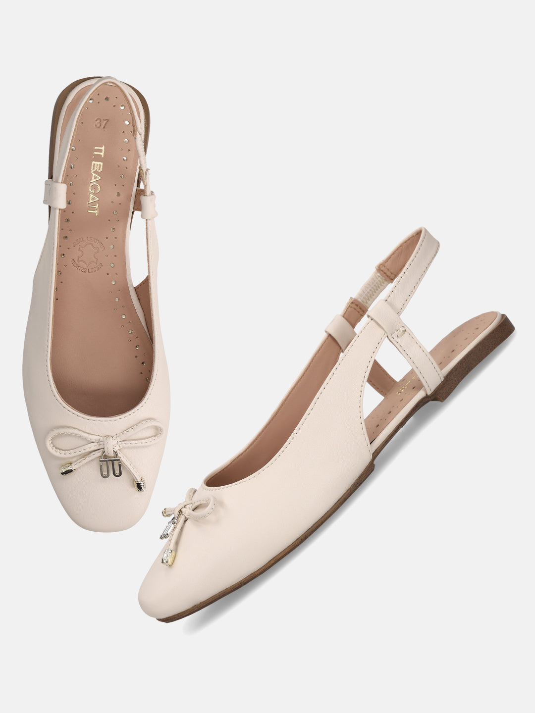 TT.BAGATT Amalia Off-White Premium Leather Slingback Slip-Ons