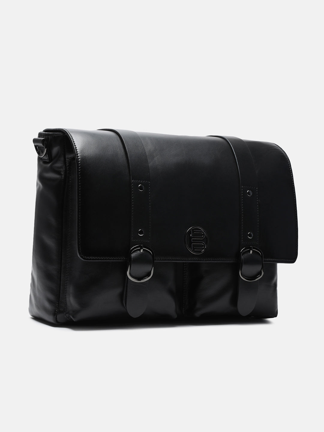 BAGATT Solofra Black Leather Laptop Bag