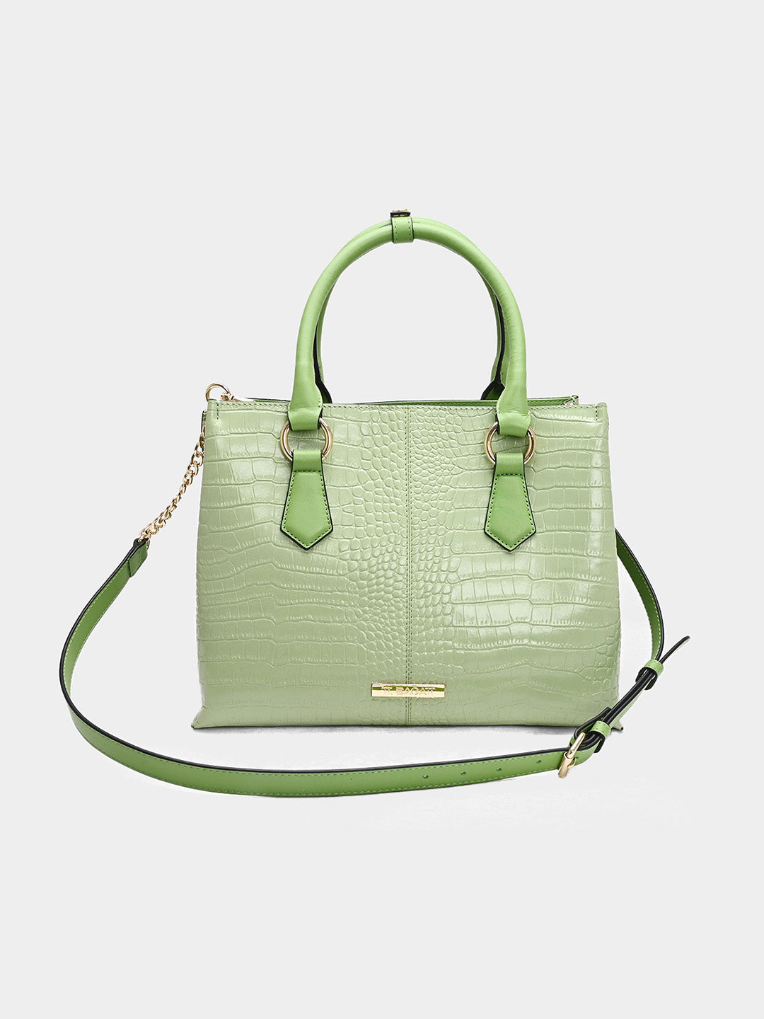 TT.BAGATT Lime Green Croco leather Satchel  Handbags