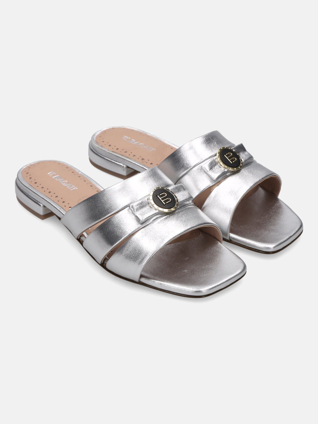 TT.BAGATT Glaze Silver Premium Leather Mules Flat Sandal