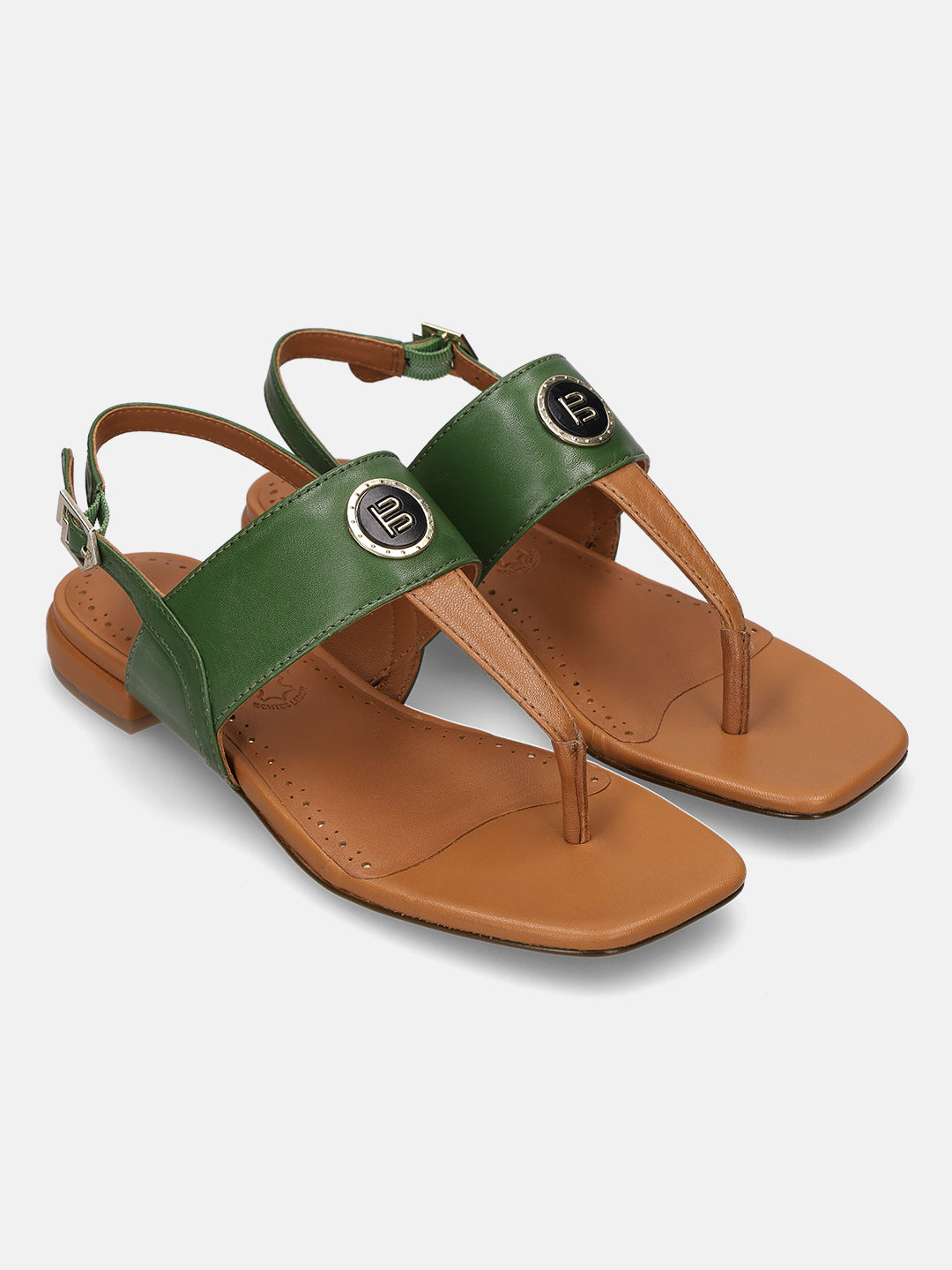 TT.BAGATT Glaze Light Green Premium Leather Thongs Flat Sandal