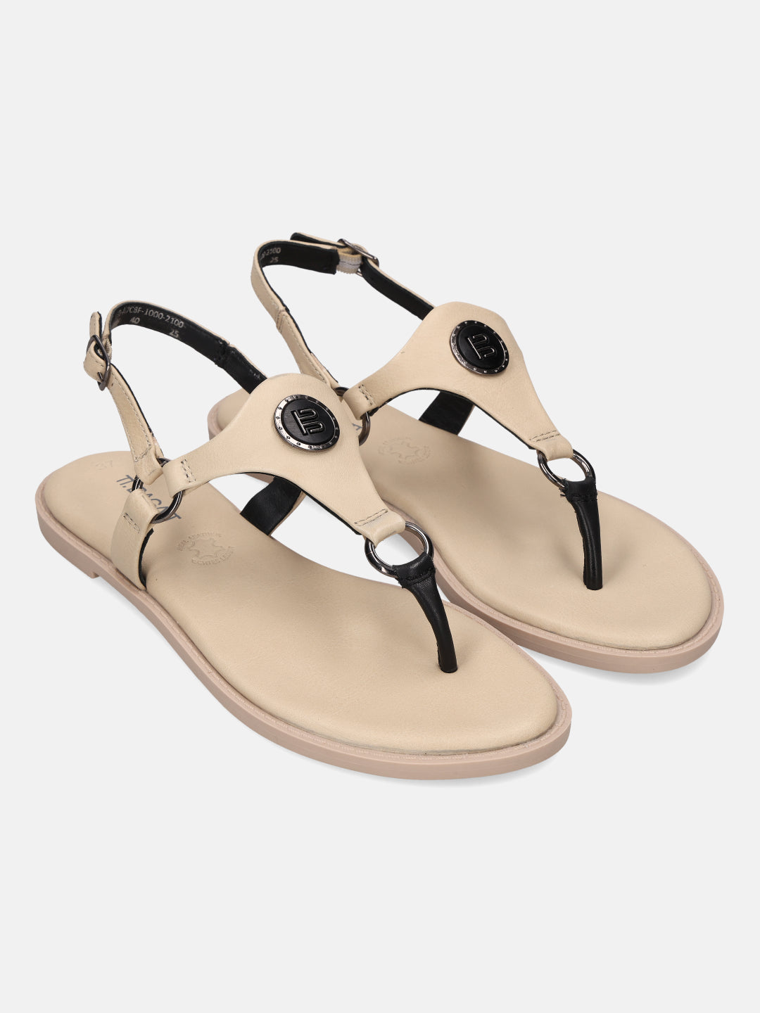 TT.BAGATT Goldy Off-White Premium Leather Thongs Flat Sandal