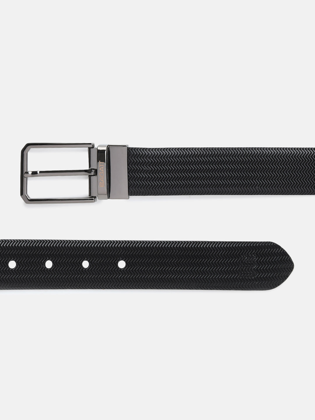 BAGATT Black/Light Brown Reversible Leather Belt