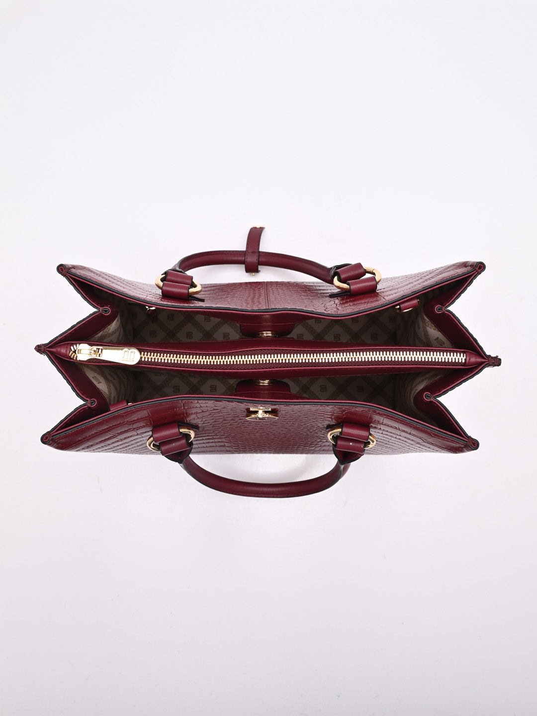 TT.BAGATT Wine Croco leather Satchel  Handbags