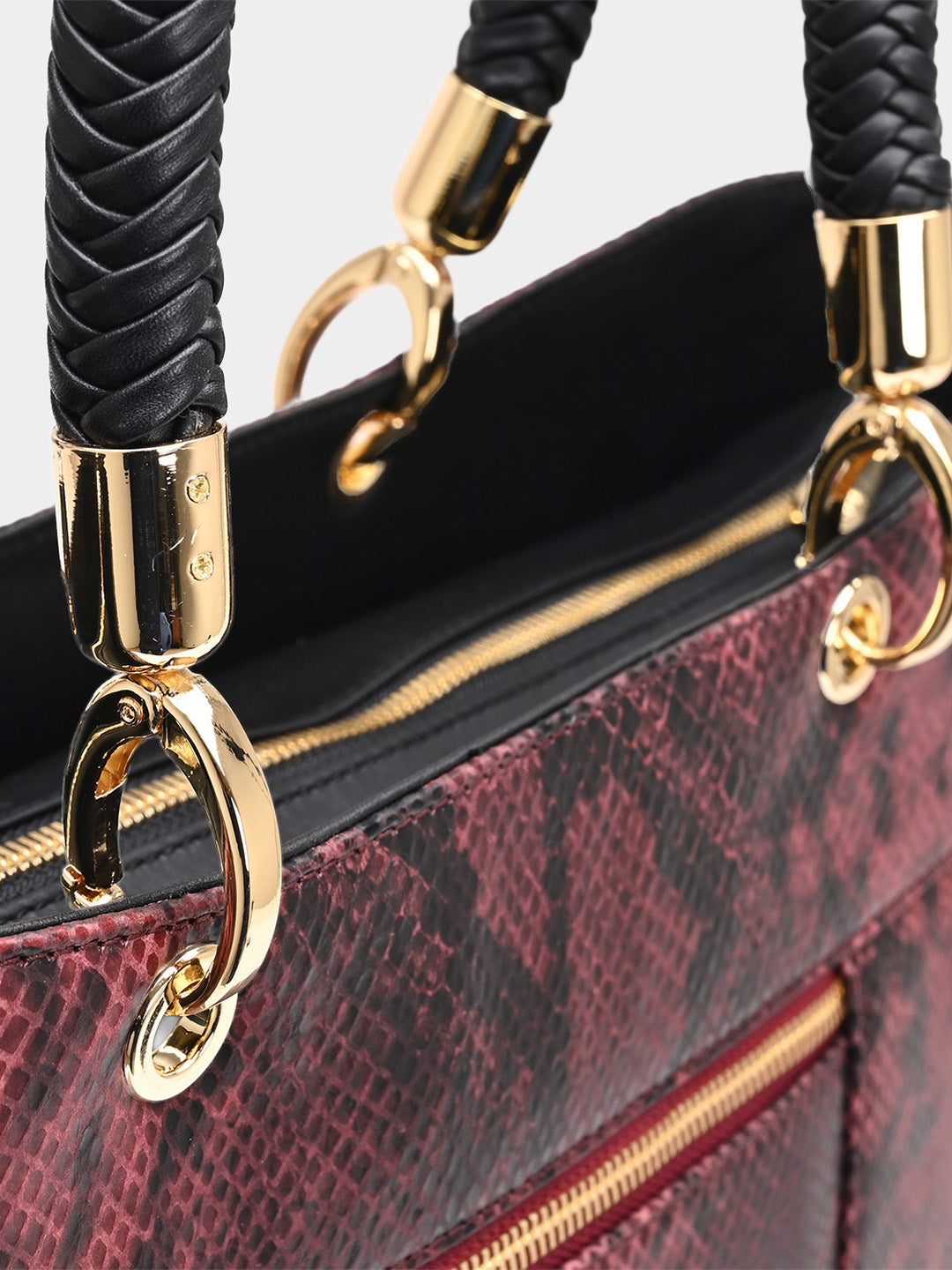 TT.BAGATT Black Snake print leather Tote Handbags