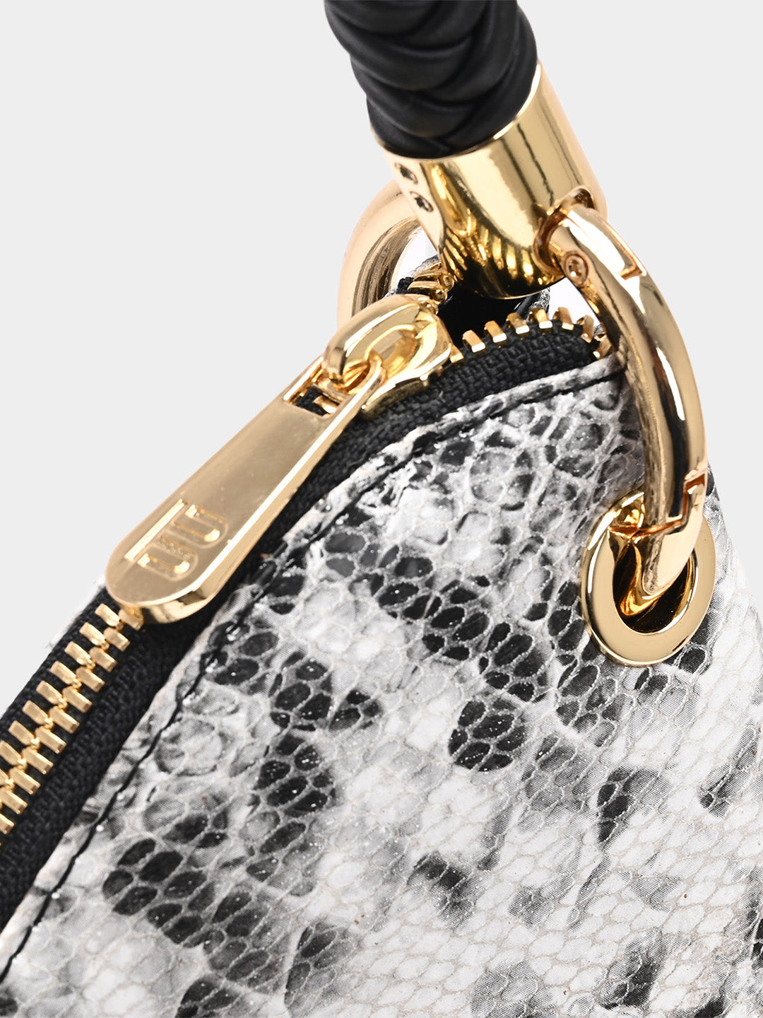 TT.BAGATT Black Snake print leather Hobo Handbags