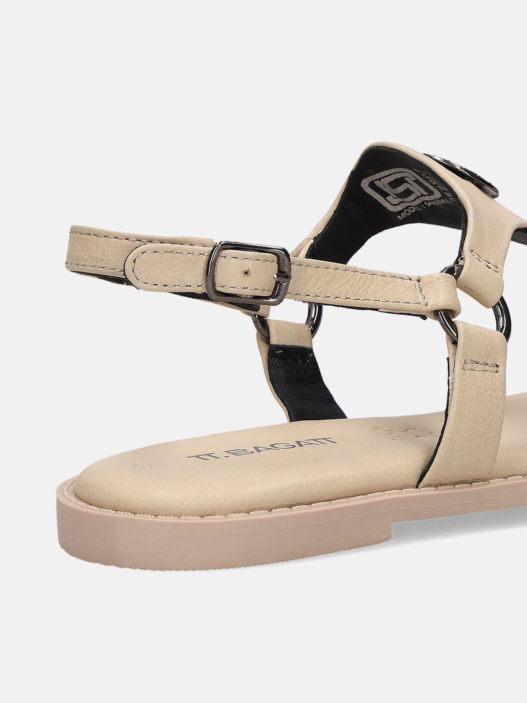 TT.BAGATT Goldy Off-White Premium Leather Thongs Flat Sandal