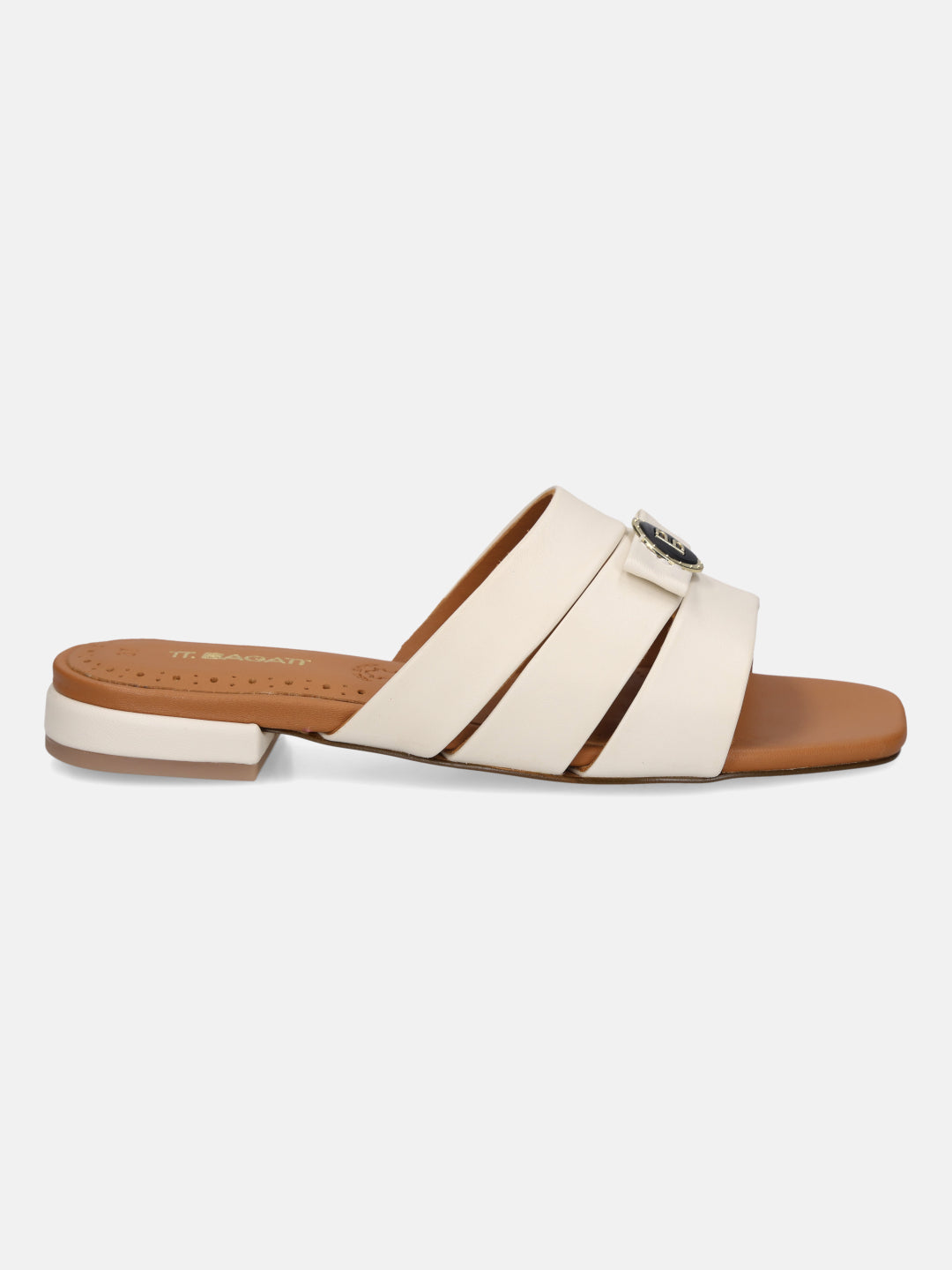 TT.BAGATT Glaze Off-White Premium Leather Mules Flat Sandal