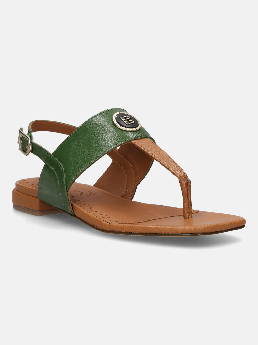 TT.BAGATT Glaze Light Green Premium Leather Thongs Flat Sandal