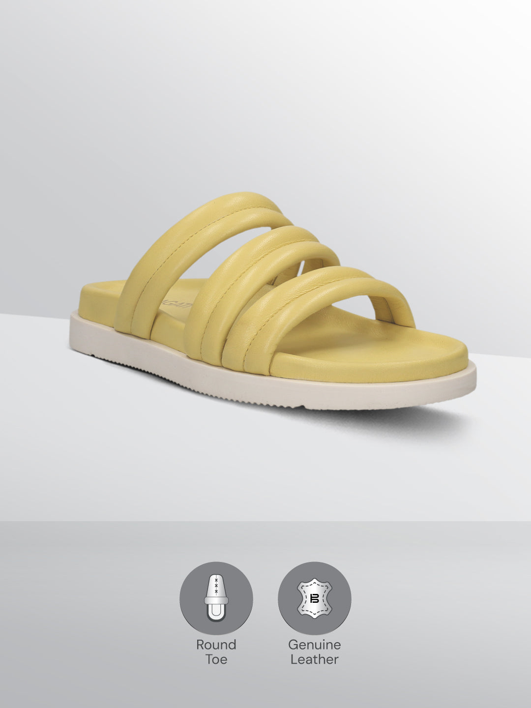 BAGATT  Chandra Yellow Premium Leather Flatform sandals