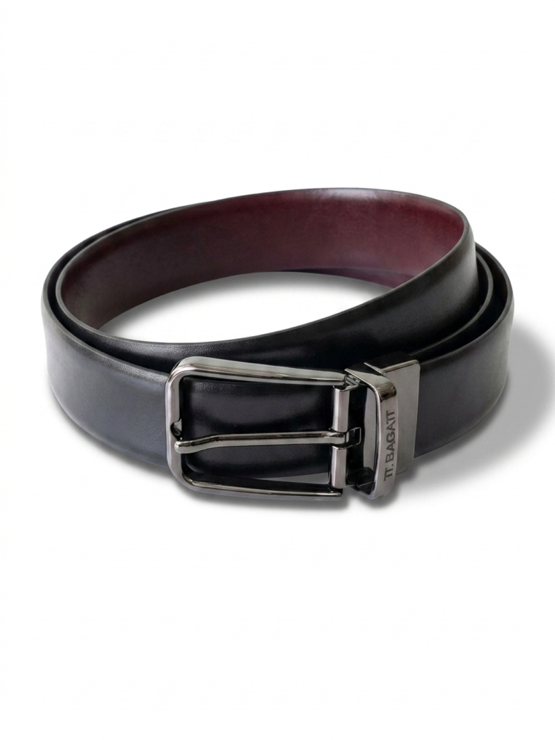 TT.BAGATT Black/Bordo  Italian Leather Reversible Belt