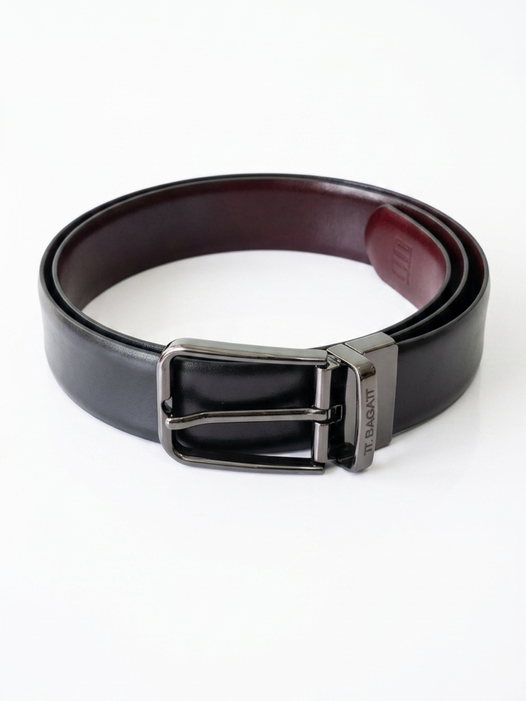 TT.BAGATT Black/Bordo  Italian Leather Reversible Belt
