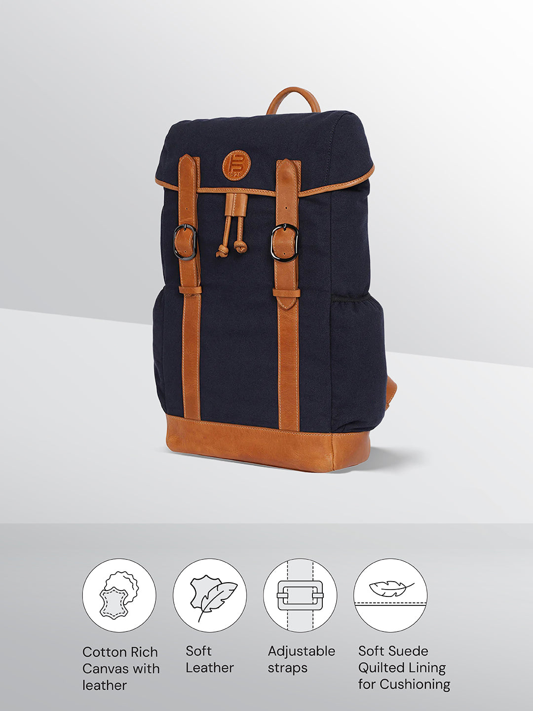 BAGATT Dark Blue Canvas Bagpack