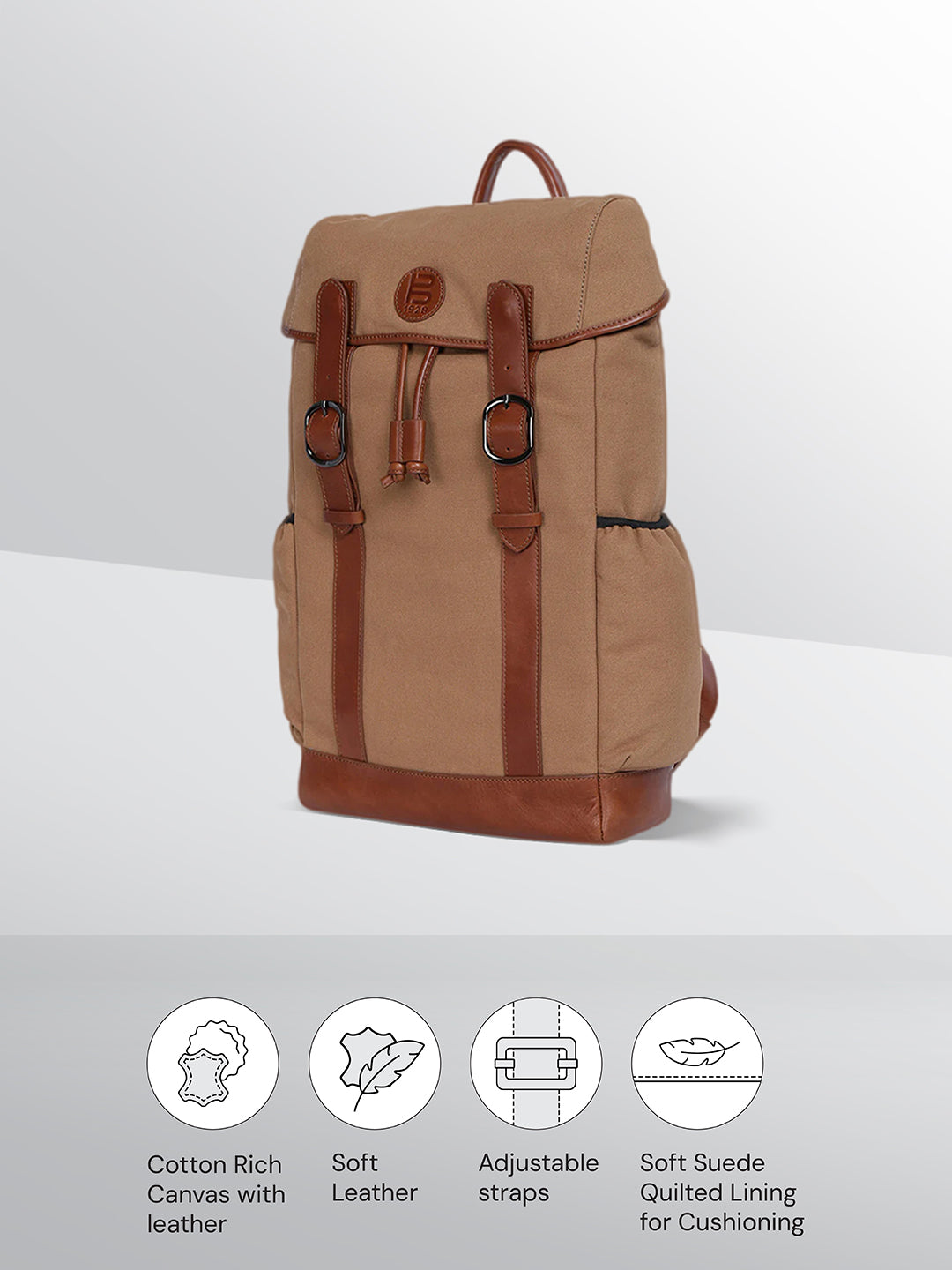 BAGATT Natural Brown Canvas Bagpack