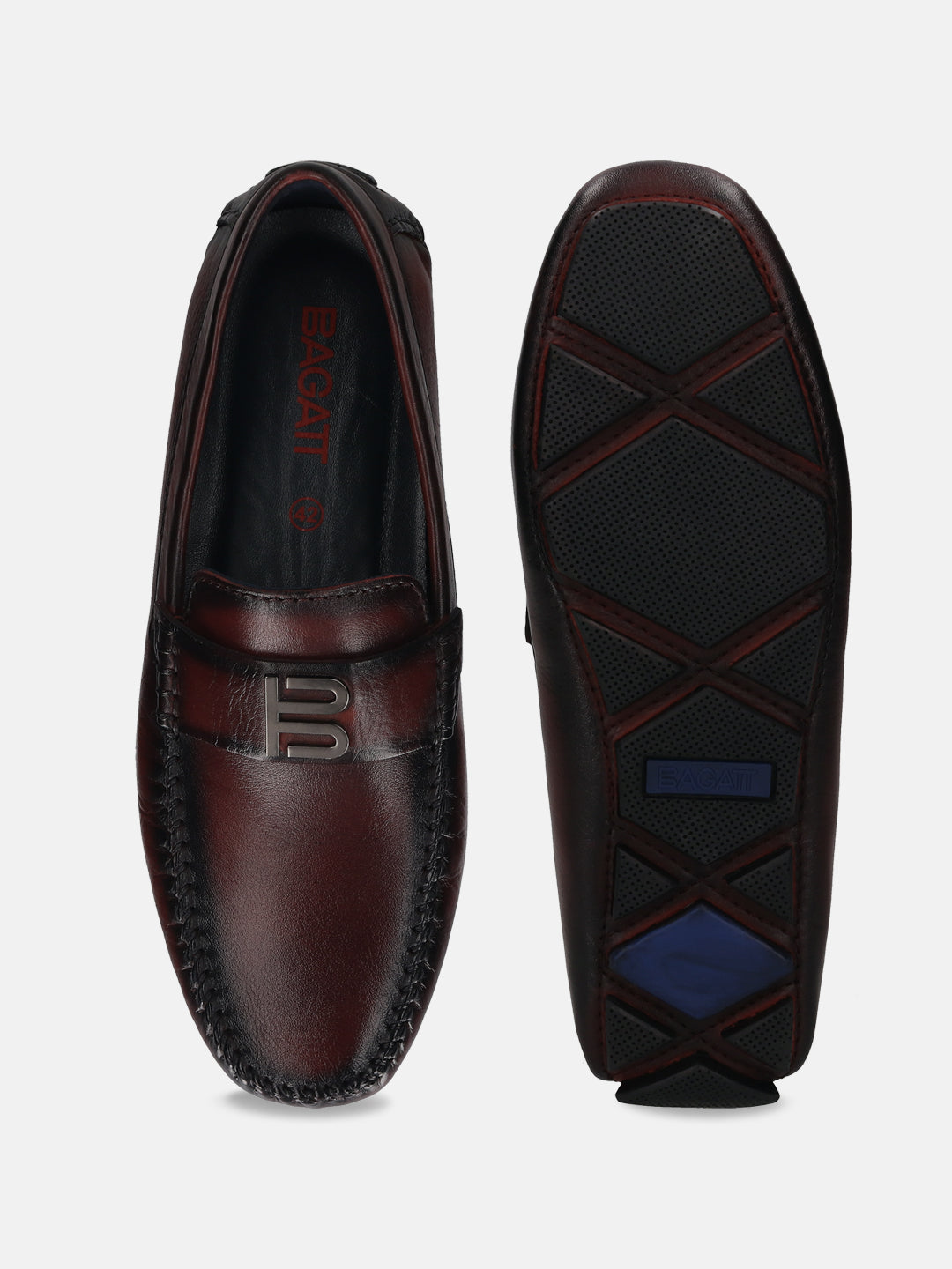 Hexa Dark Red Leather Driver Shoes