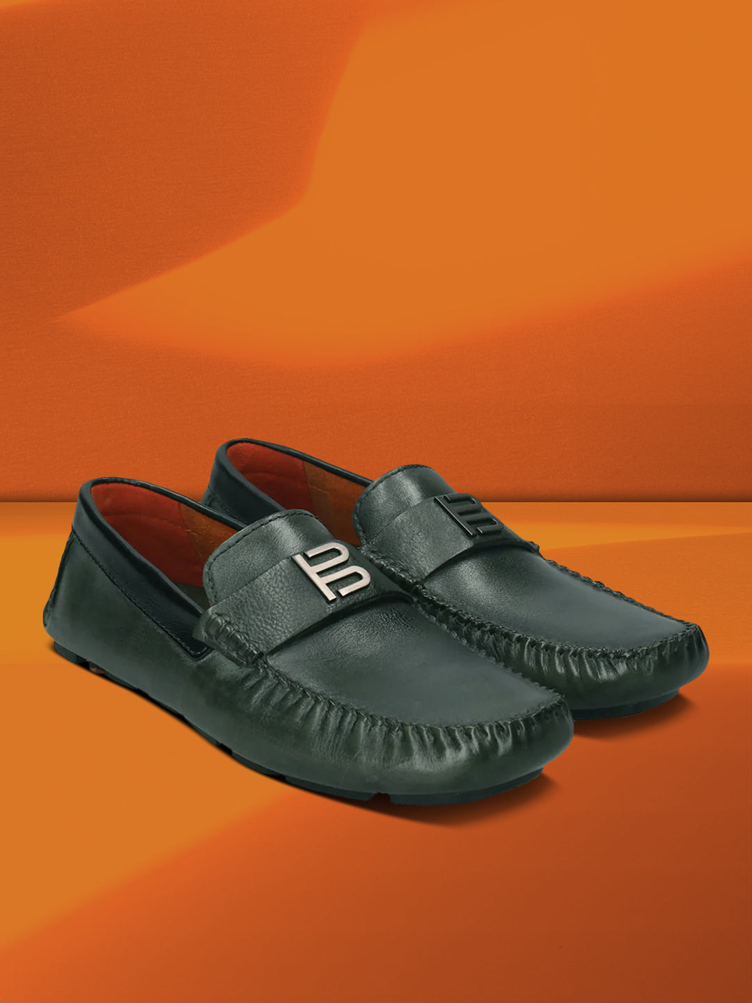 BAGATT  Hexa Dark Green Premium Leather Casual Slip-Ons