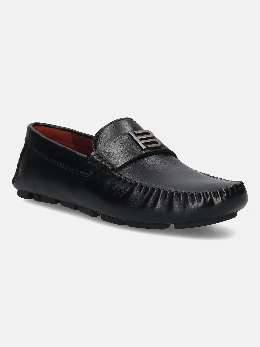 Hexa Black Leather Driver Shoes