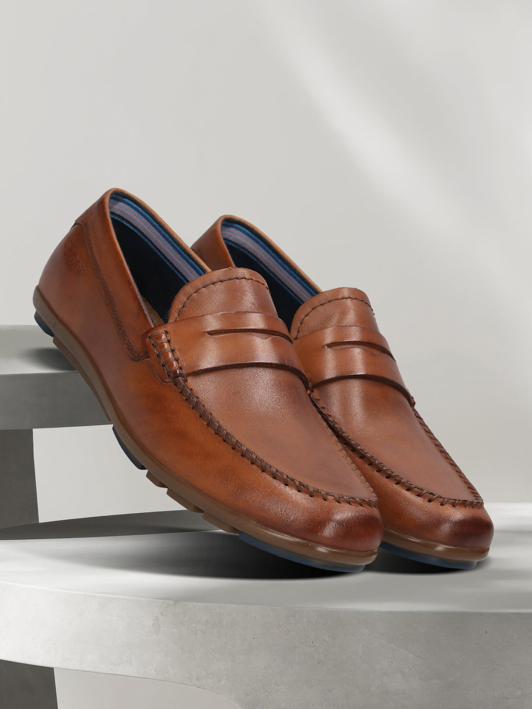 BAGATT  Corrado Cognac Premium Leather Casual Slip-Ons