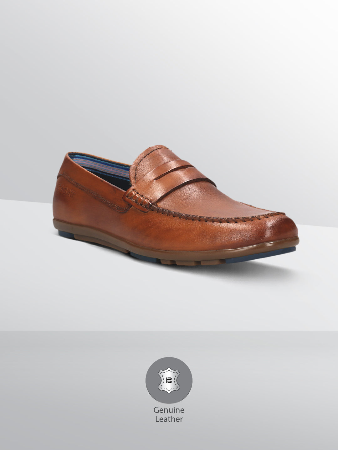 BAGATT  Corrado Cognac Premium Leather Casual Slip-Ons