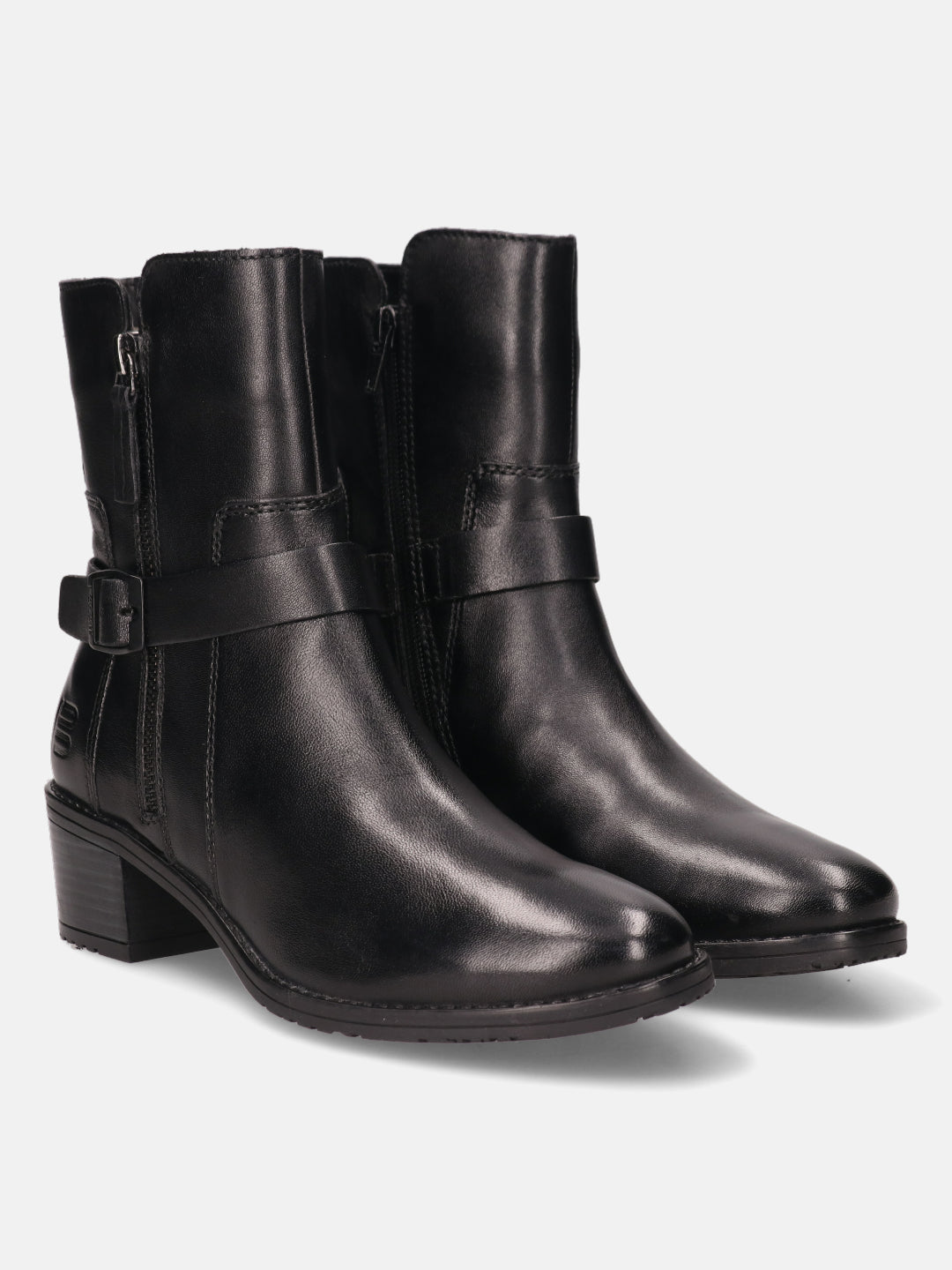 Ruby Black Leather Ankle Boots