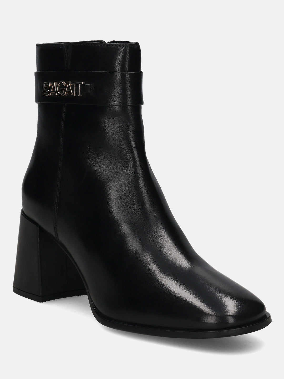 Crema Black Leather Ankle Boots