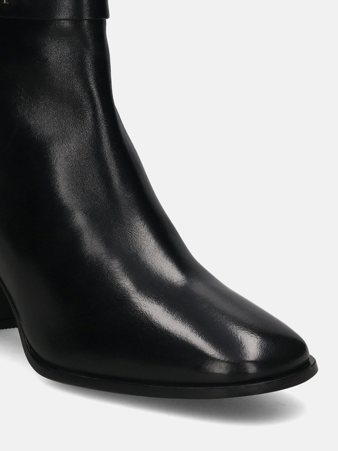 Crema Black Leather Ankle Boots