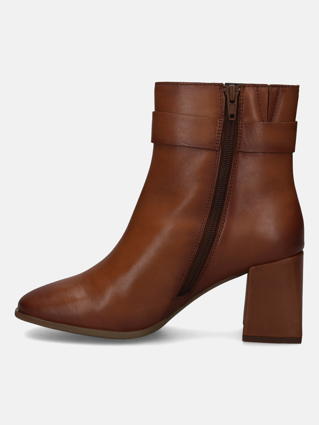 Crema Cognac Leather Ankle Boots