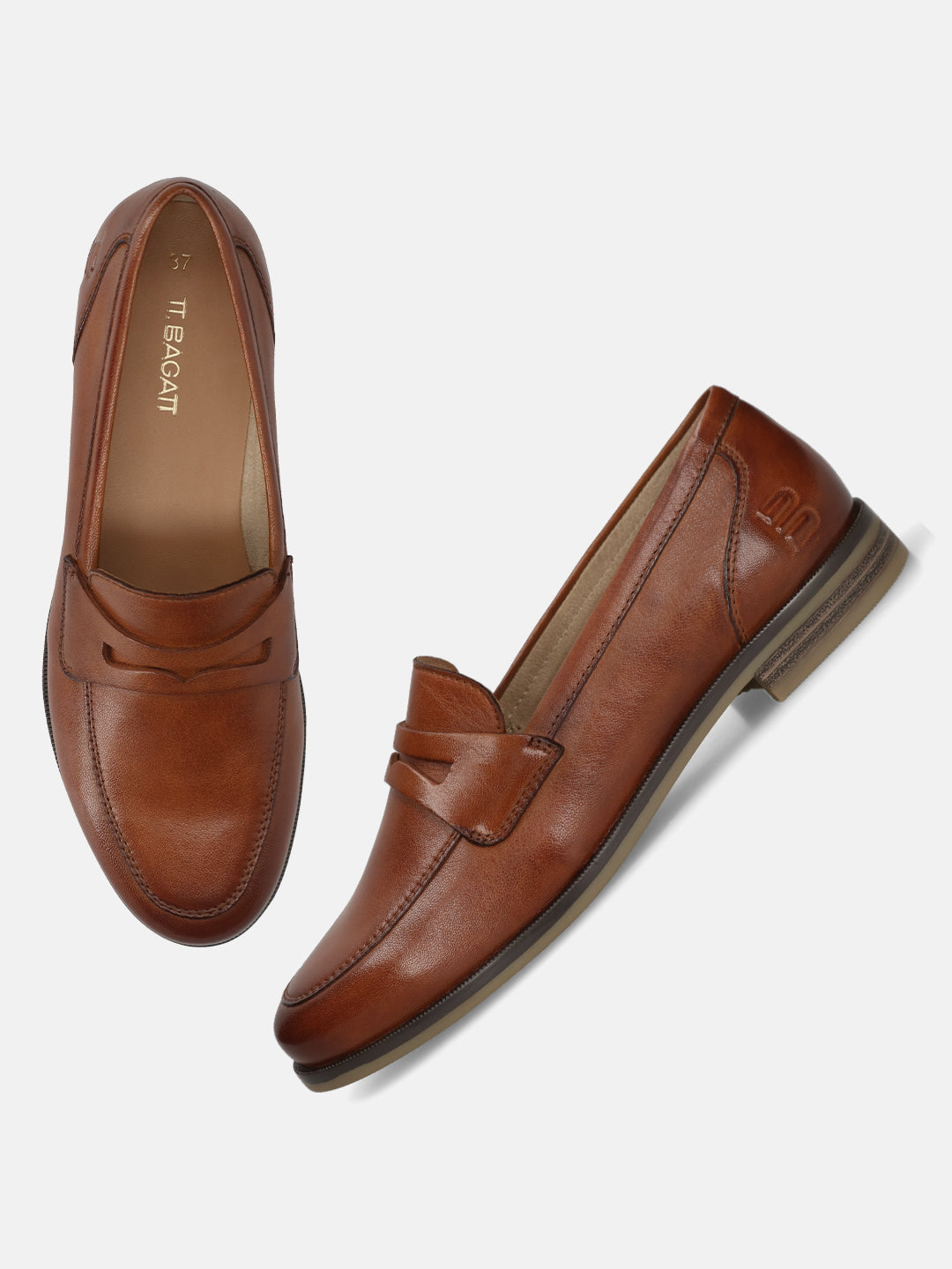 BAGATT Cognac Premium Leather Slip-Ons