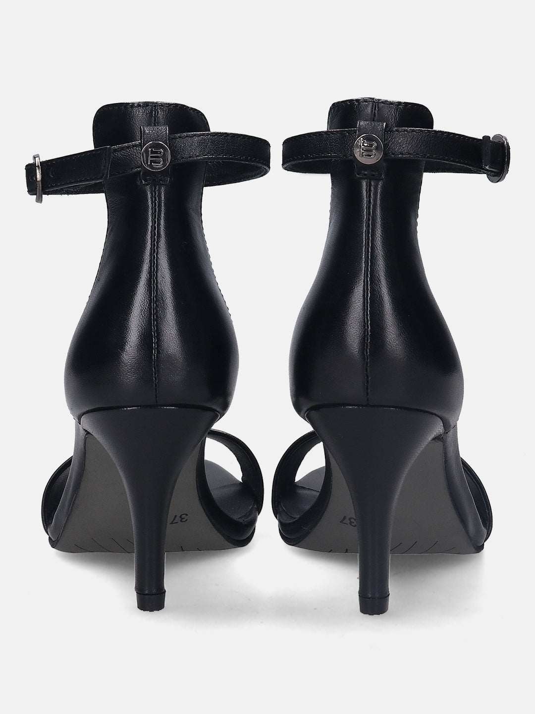 BAGATT Premium Leather Black Ankle Strap Heels