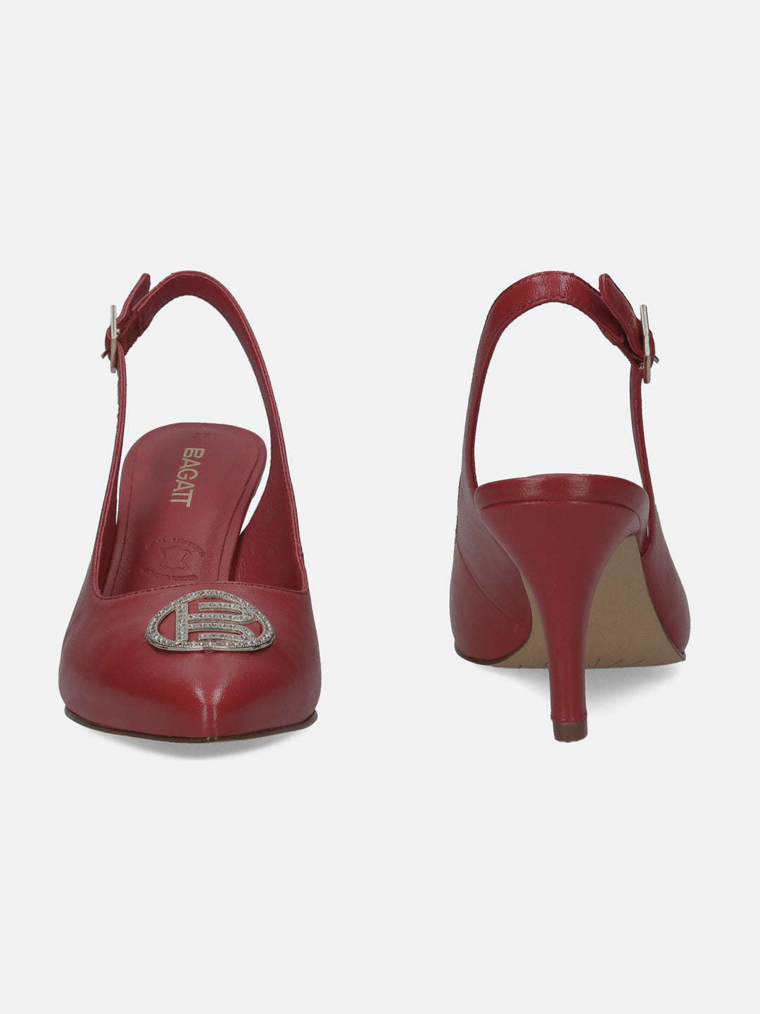 BAGATT Premium Leather Red Back Strap Heels