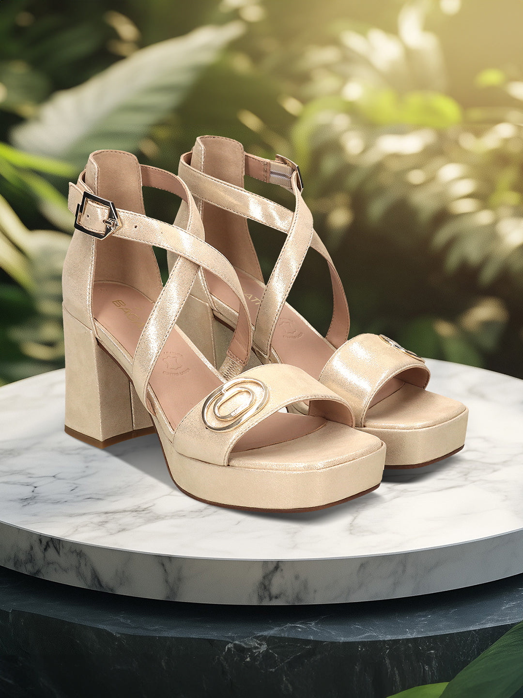 BAGATT  Cesena Beige  Premium Leather Ankle strap Heels