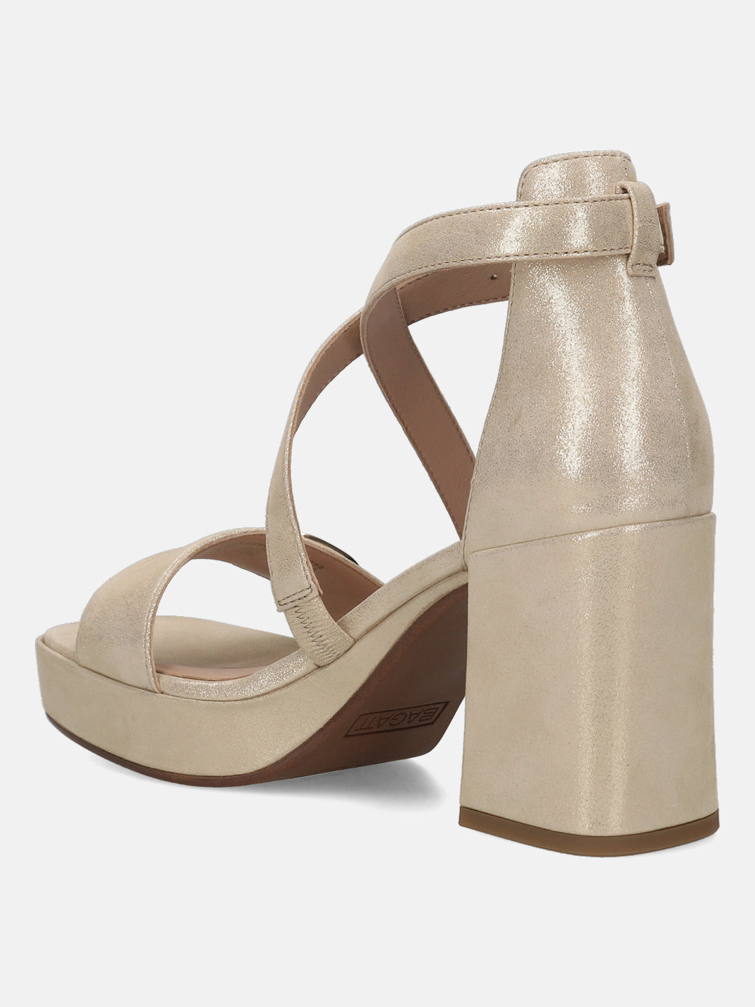 BAGATT Premium Leather Beige Ankle Strap Heels