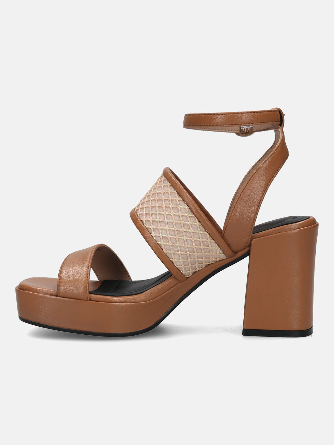 BAGATT Cognac & Metalics Premium Leather Block Heels