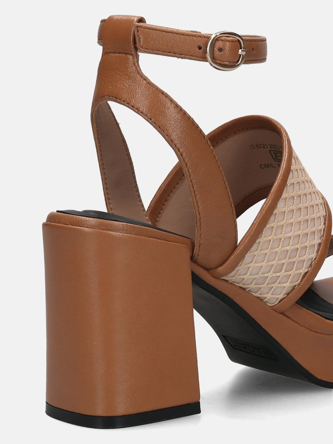 BAGATT Cognac & Metalics Premium Leather Block Heels