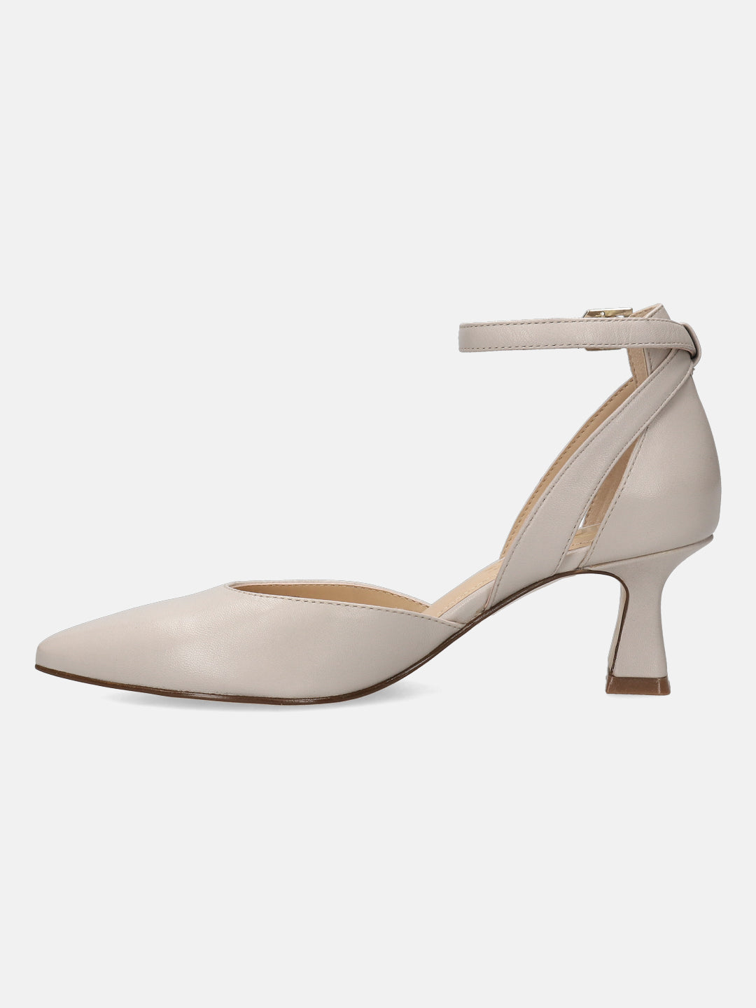 Varese Offwhite Leather Ankle Strap Heels
