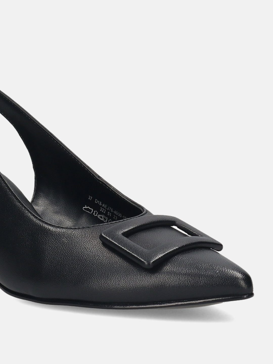 Varese Black Leather Back Strap Heels