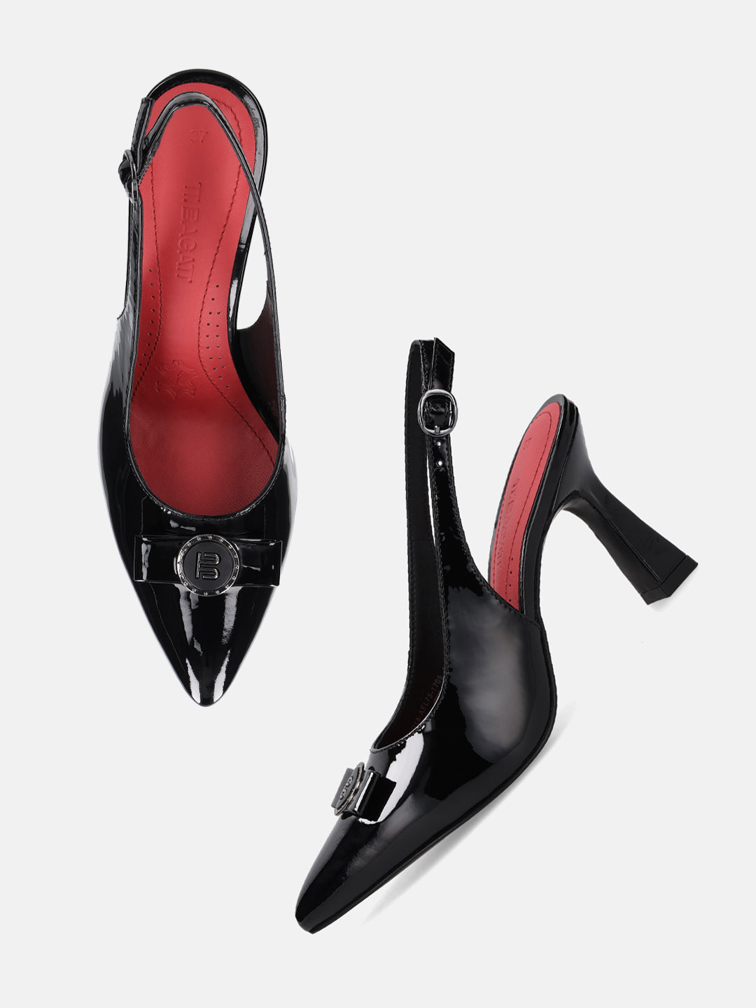 TT.BAGATT Barletta Black Premium Leather Slingback Stelitoes Heels