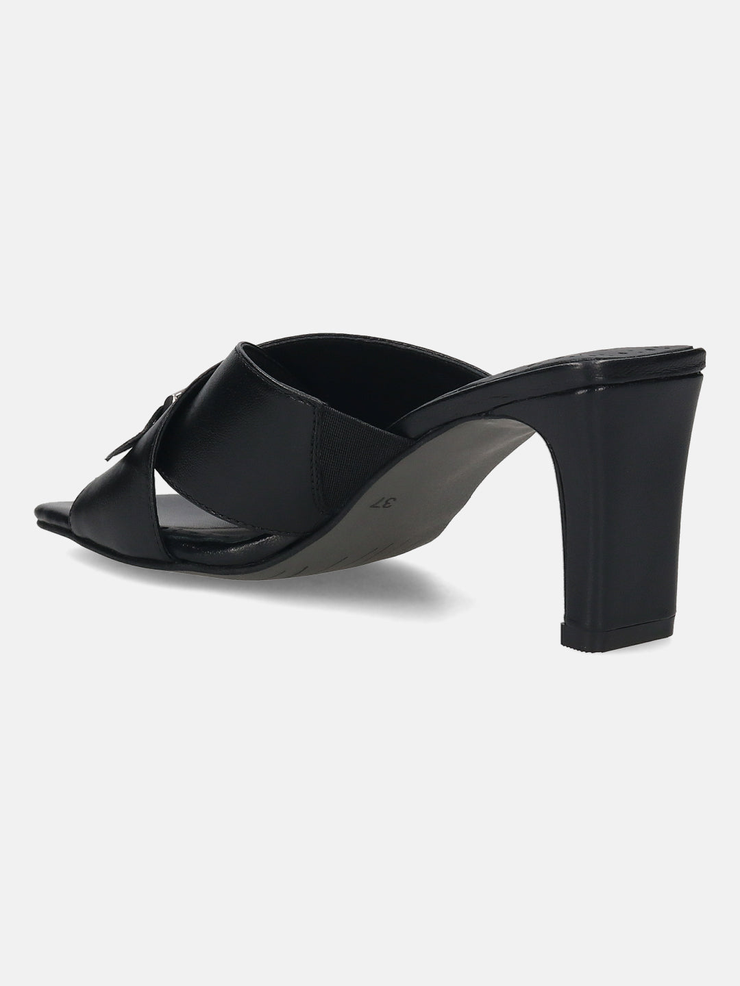 Jaya Black Leather Heels