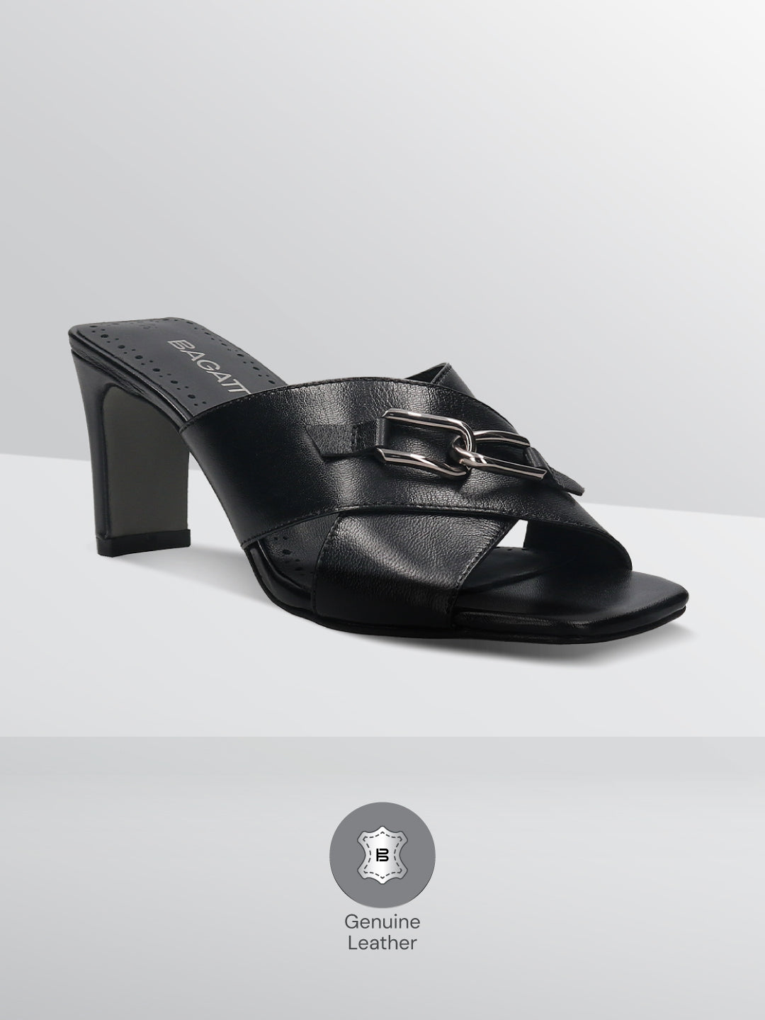 BAGATT  Jaya Black Leather Mules Heels
