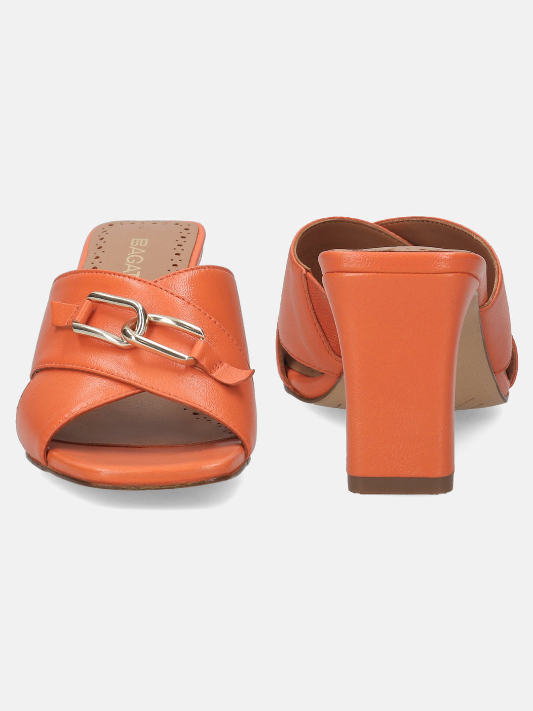 Jaya Orange Leather Heels