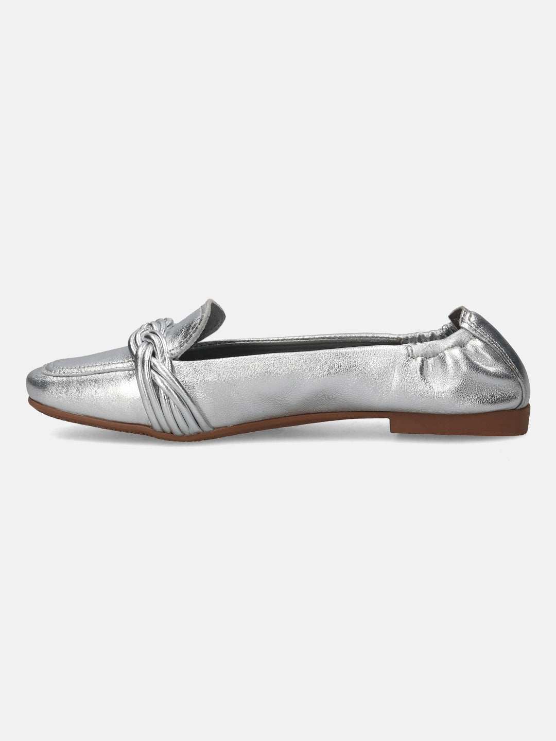 Anela Silver Leather Loafers