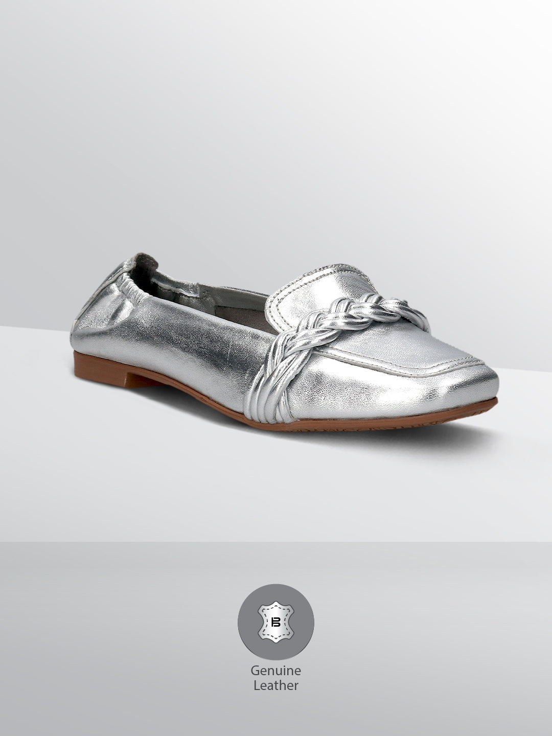 BAGATT  Anela Silver Premium Leather Loafers Slip-Ons