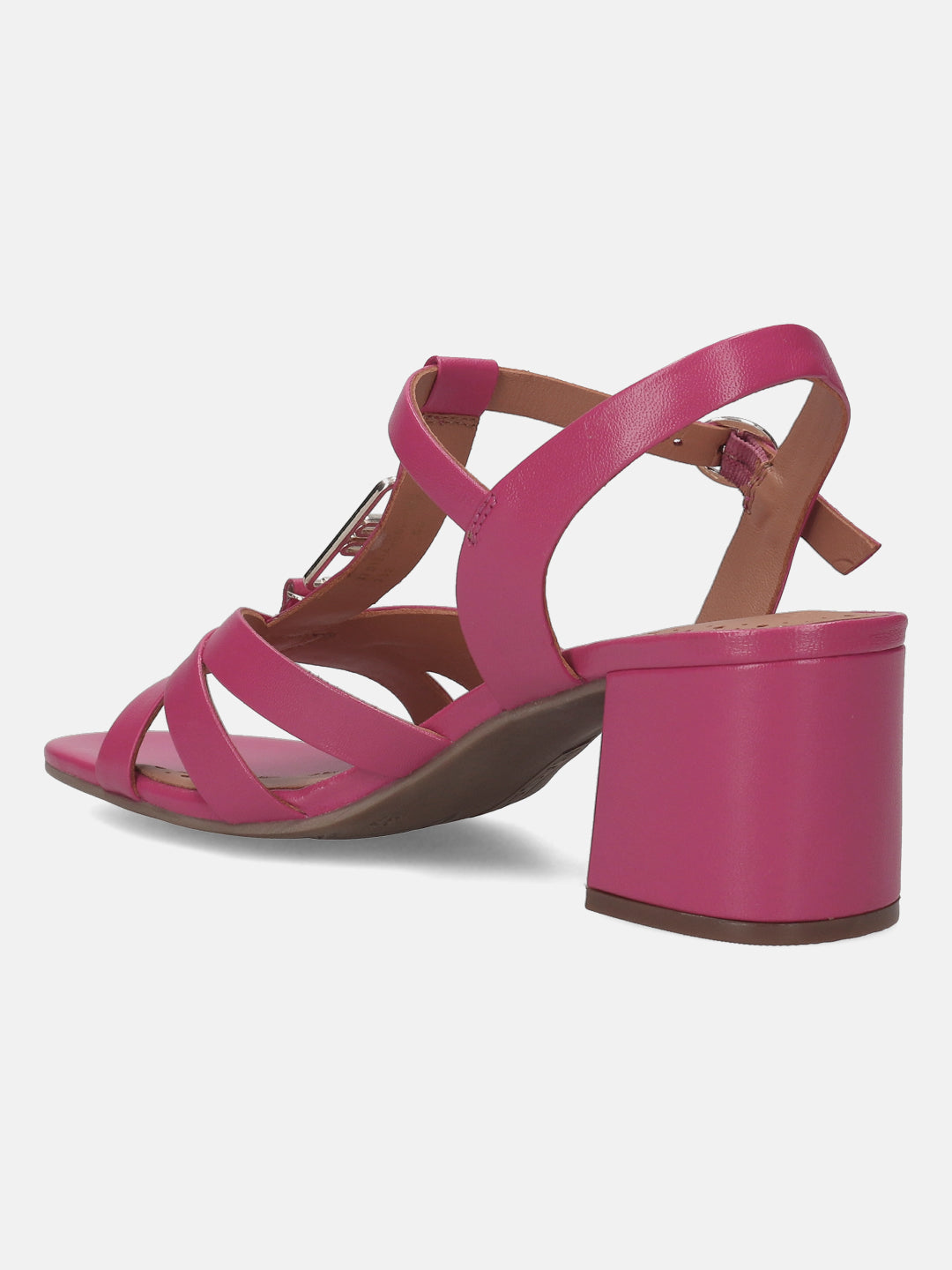 Vanita Pink Leather Ankle Strap Heels