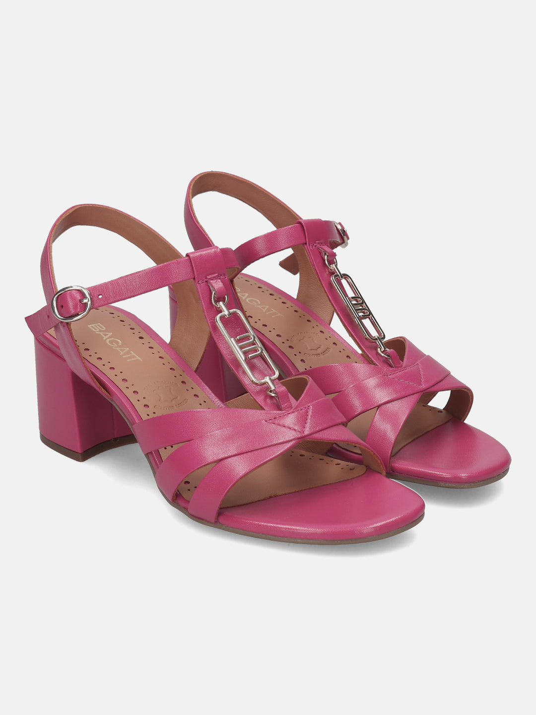 Vanita Pink Leather Ankle Strap Heels