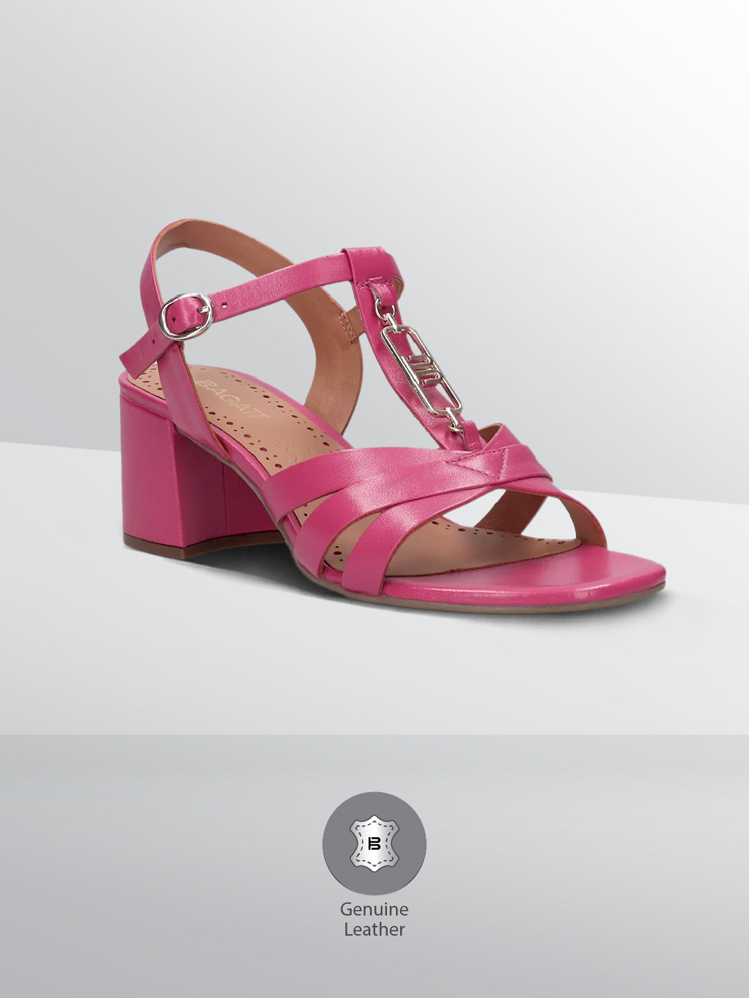BAGATT  Vanita Pink Premium Leather Ankle strap Heels