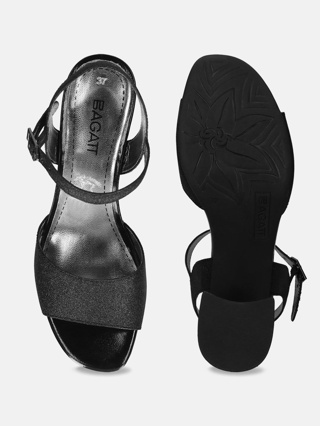 Vanita Black Ankle Strap Heels
