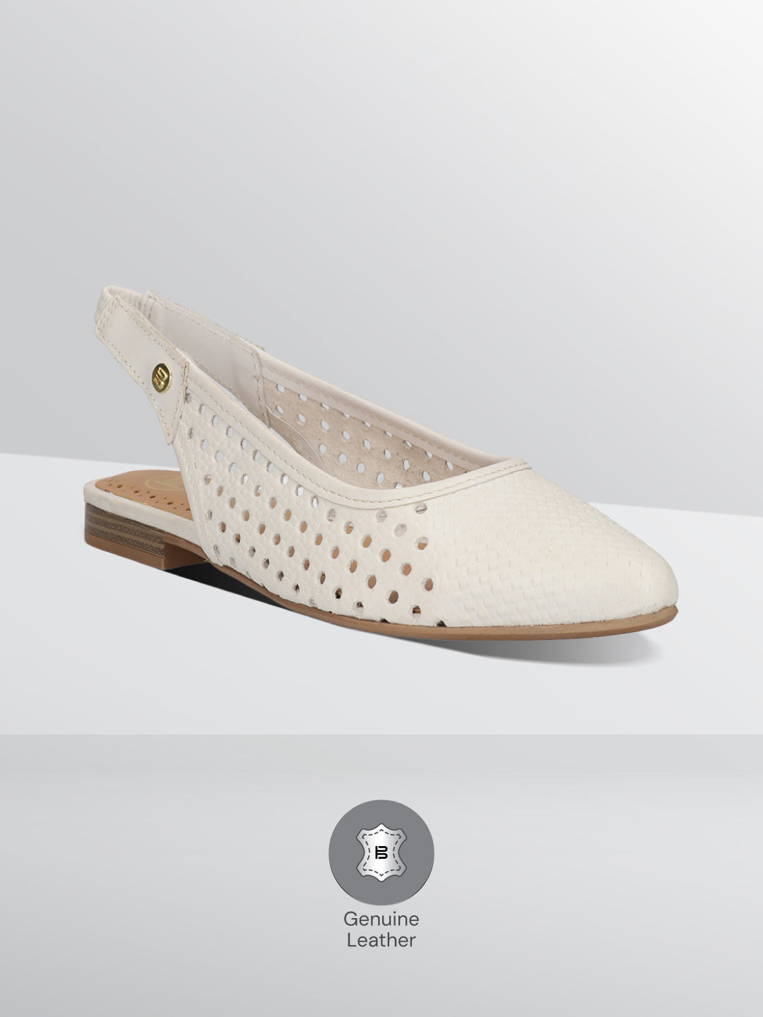 BAGATT  Loraine  White Premium Leather Slingback Flat sandals