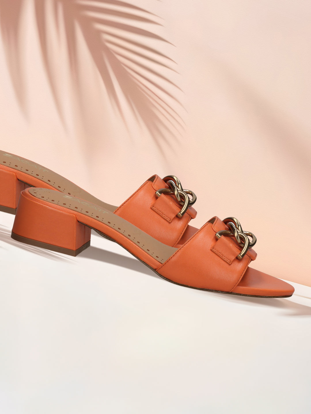 BAGATT  Ring Orange Leather Mules Heels