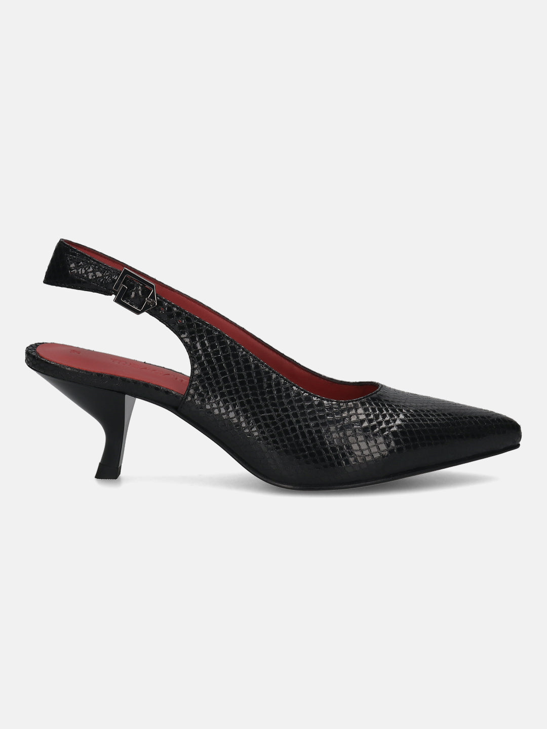 BAGATT Black & Reptile Print Premium Leather Heels