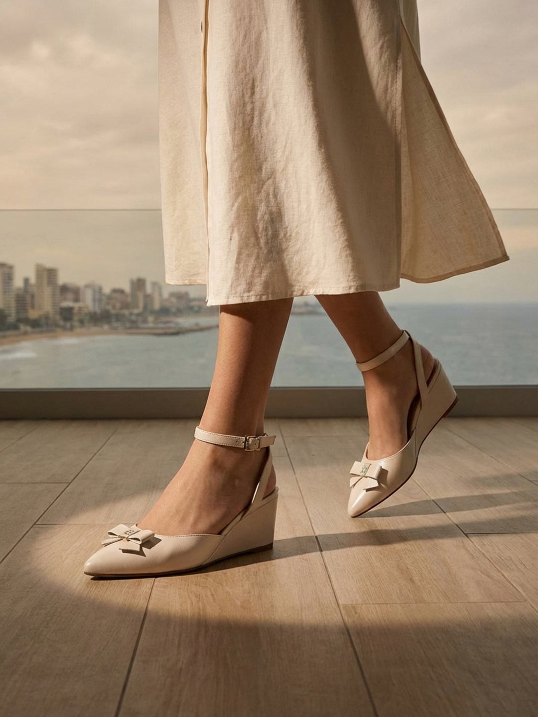 TT.BAGATT Kezia Offwhite Premium Leather Ankle Strap Heels